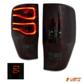 Smoked Red 3D Stripe Bar LED Tail Lights for Ford Ranger PX T6 MK1 MK2 MK3 2011-2021